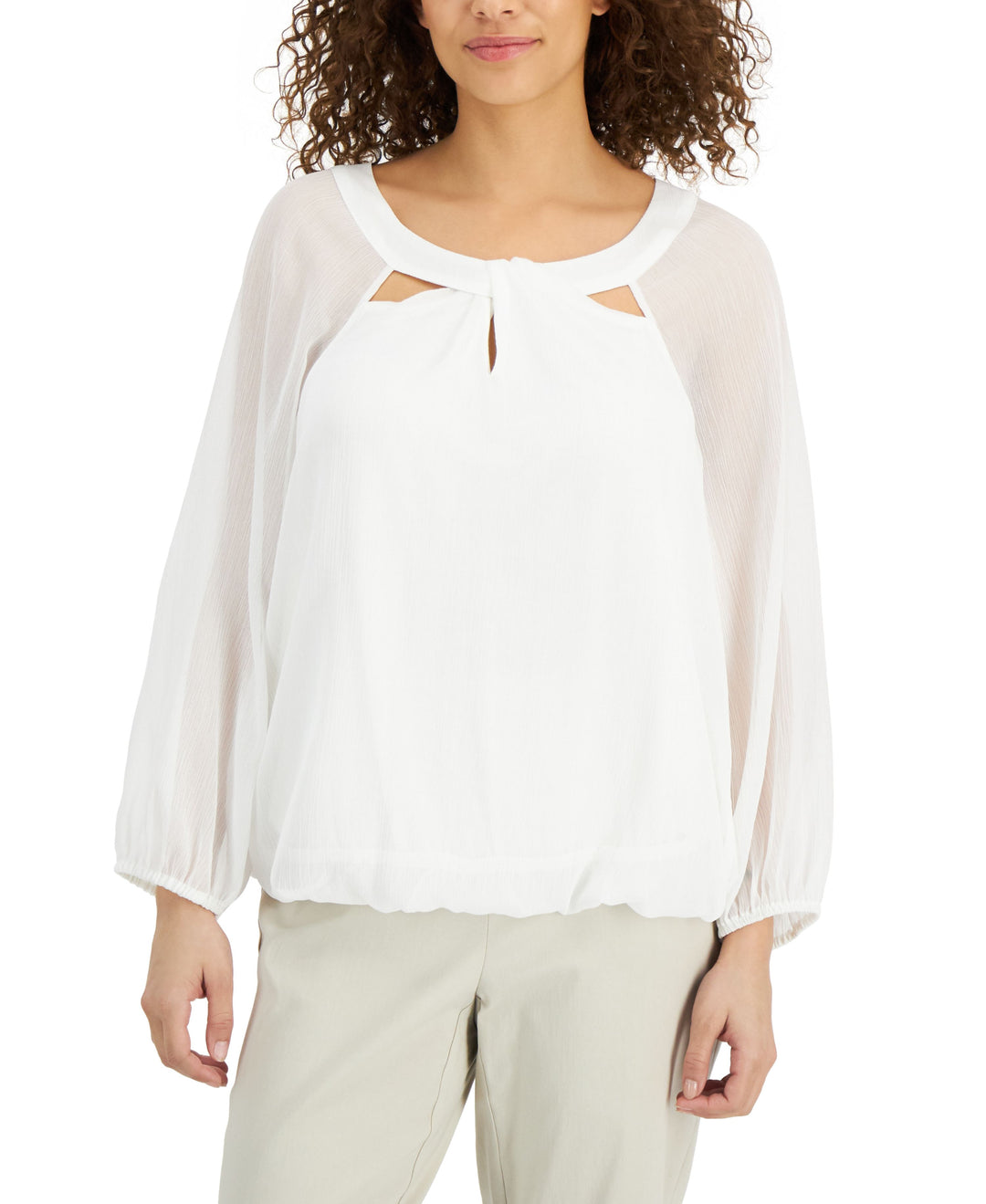 JM Collection Petite Cutout Bubble Hem Top