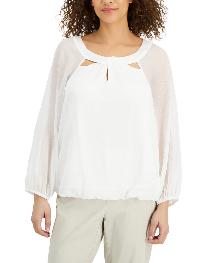 JM Collection Petite Cutout Bubble Hem Top