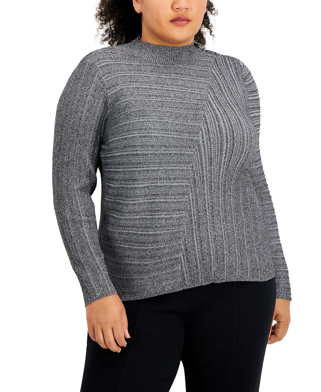 INC International Concepts Plus Size Asymmetrical Ribbed Sweater