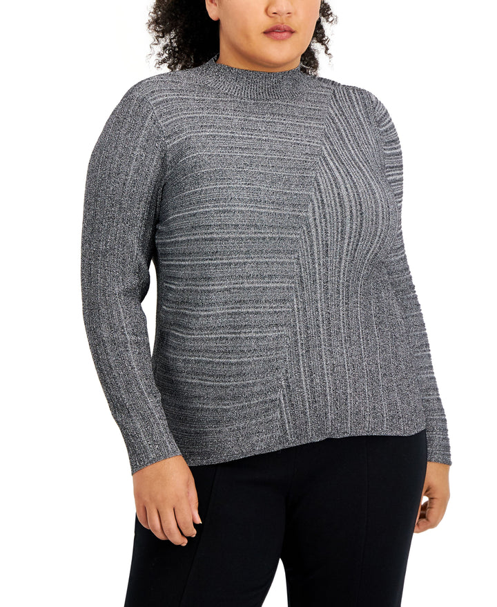 INC International Concepts Plus Size Asymmetrical Ribbed Sweater