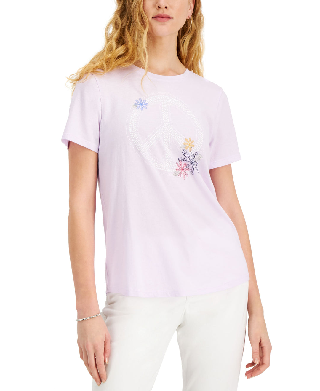 Style & Co Cotton Peace Sign Graphic Print Top3