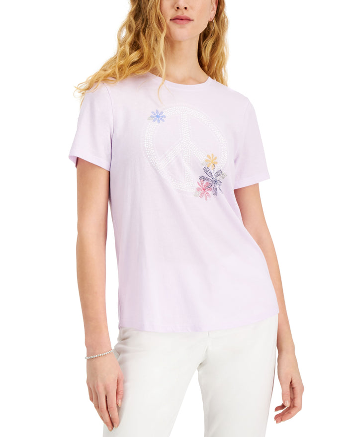 Style & Co Cotton Peace Sign Graphic Print Top3