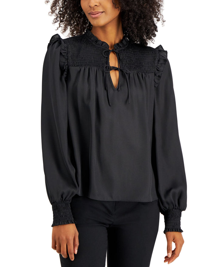 INC International Concepts Smocked Peasant Top