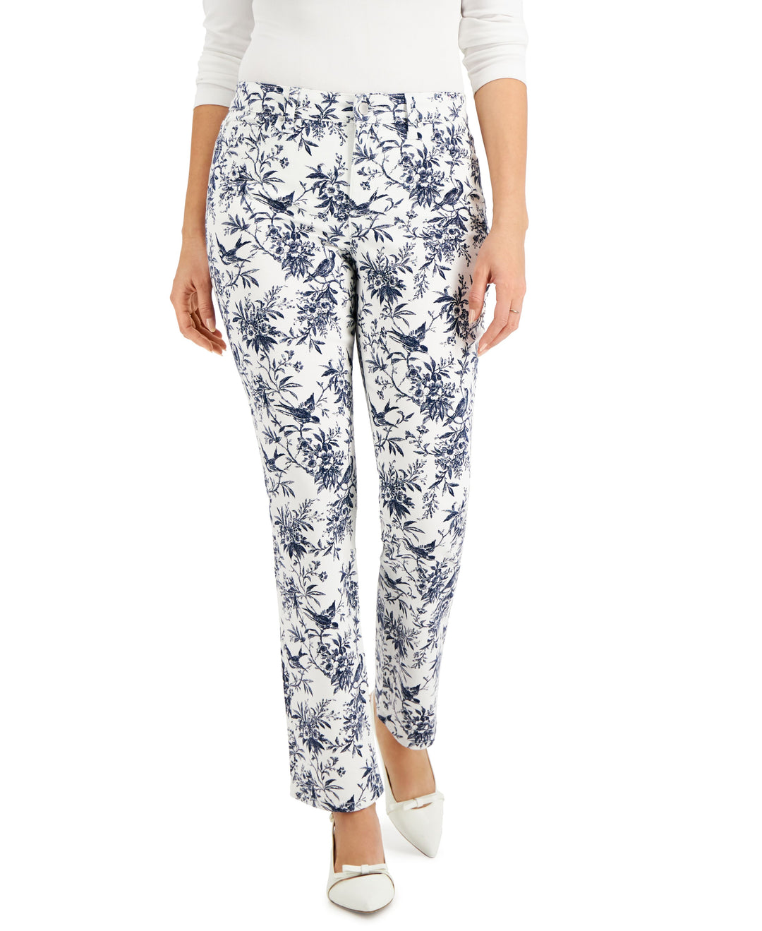 Charter Club Petite Lexington Printed Straight Leg Jeans