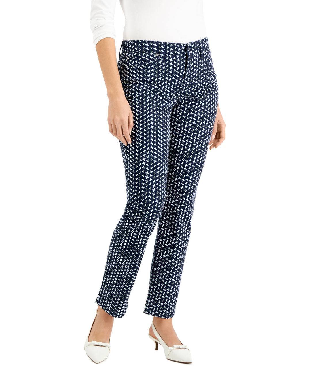 Charter Club Lexington Geo-Print Straight-Leg Jeans
