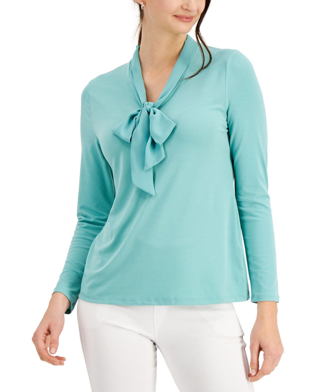 Charter Club Womens Tie Neck Top