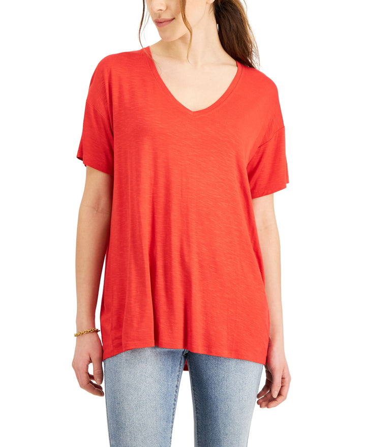Style & Co Drapey V Neck Short Sleeve T-Shirt