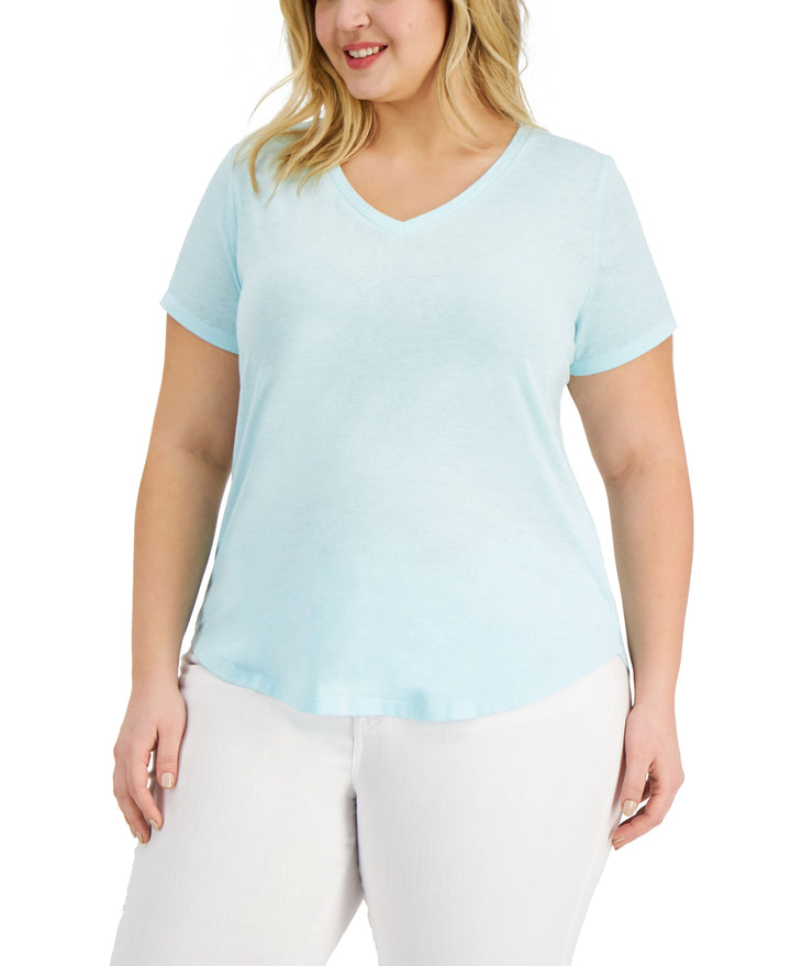 Style & Co Plus Size Solid Burnout T-Shirt
