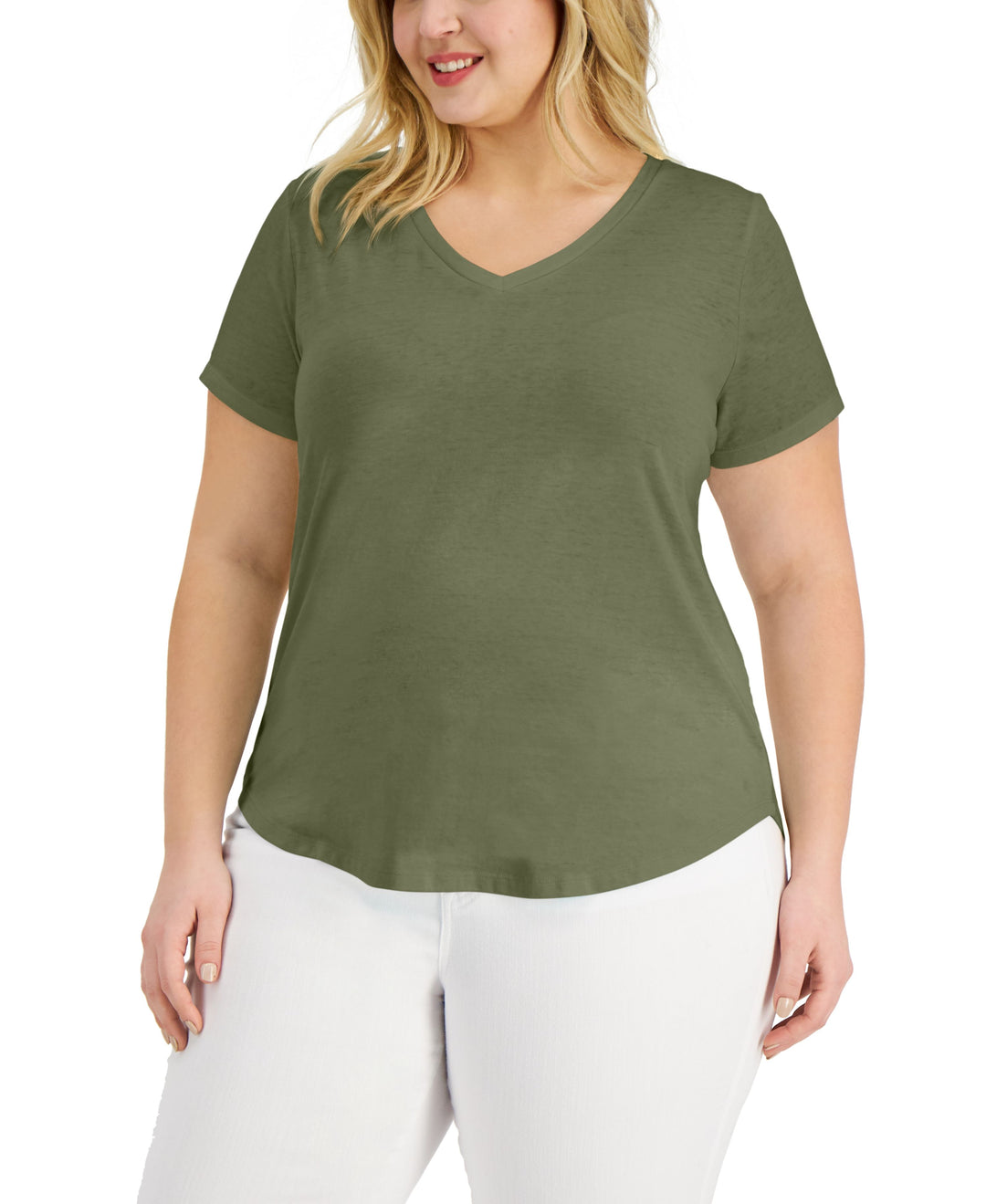 Style & Co Plus Size Solid Burnout T-Shirt
