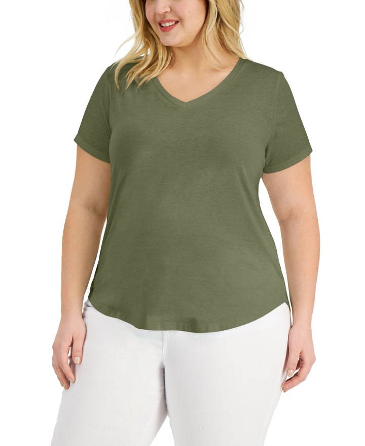 Style & Co Plus Size Solid Burnout T-Shirt