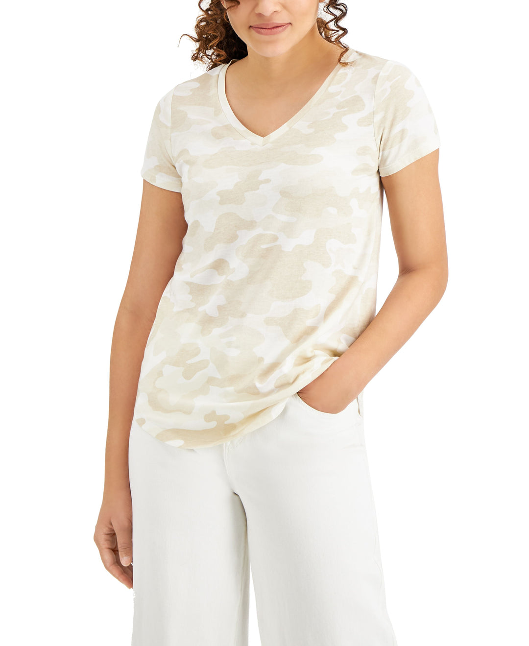 Style & Co Petite Camo Burnout T-Shirt