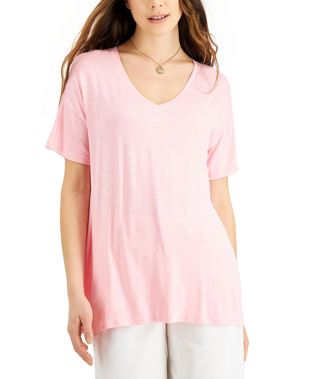 Style & Co Drapey V Neck Short Sleeve T-Shirt