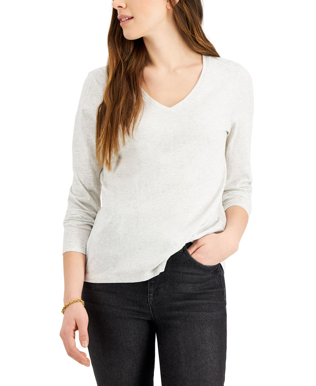 Style & Co Petite V Neck Cotton Top