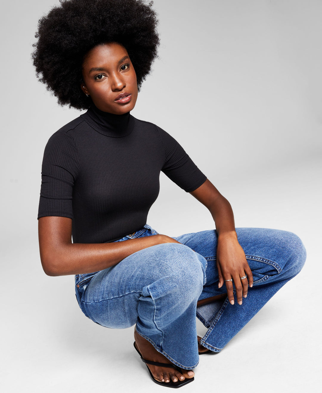Now This Womens Ribbed Mock Neck Top