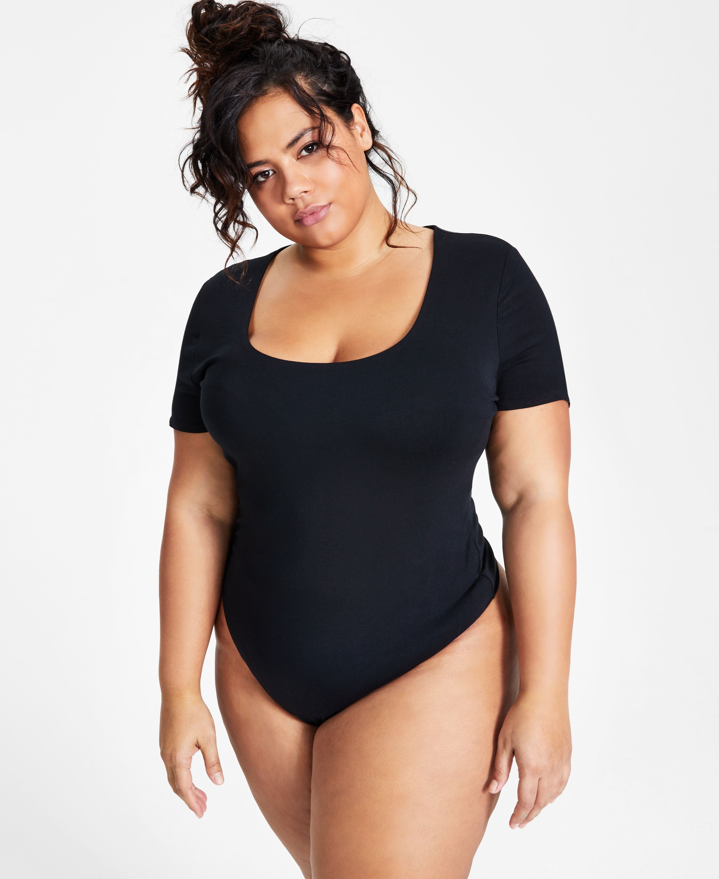 Bar III Plus Size Bodycon Scoop Neck Bodysuit
