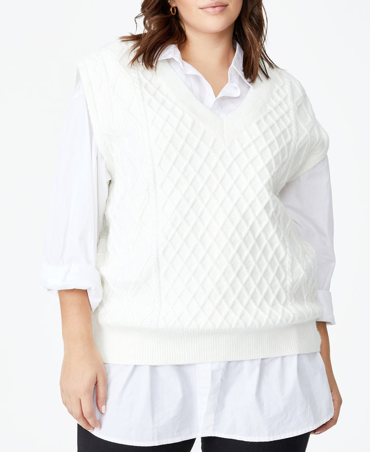 Trendy Plus Size Cable Tunic Vest