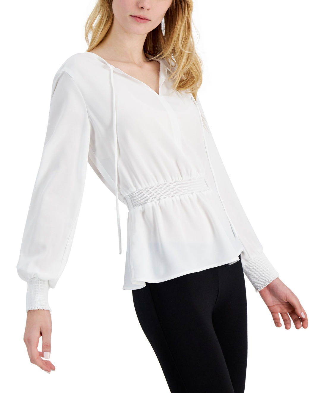 Alfani Smocked Peplum Top