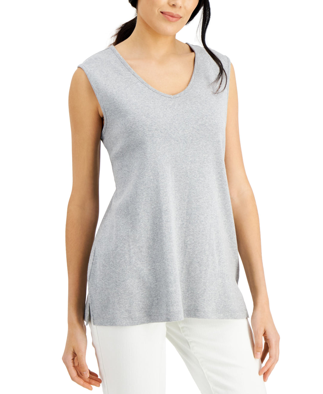 Karen Scott V Neck Cotton Tunic Tank Top