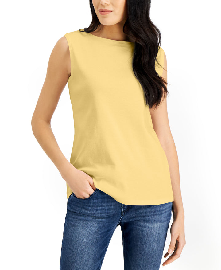 Karen Scott Cotton Boat Neck Tank Top