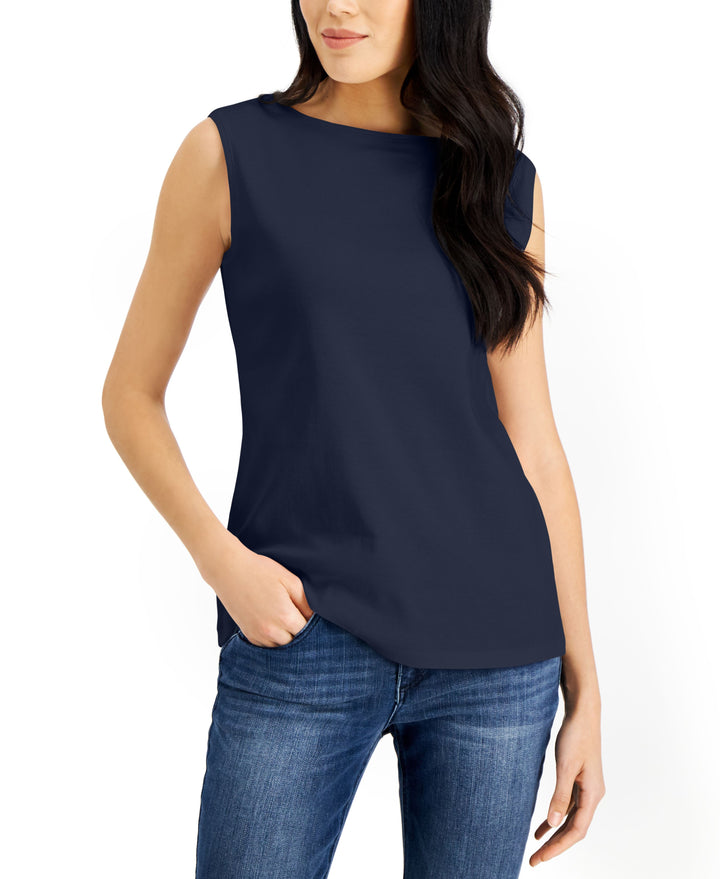 Karen Scott Petite Boat Neck Tank Top