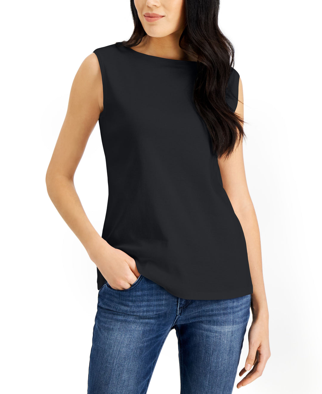 Karen Scott Petite Boat Neck Tank Top