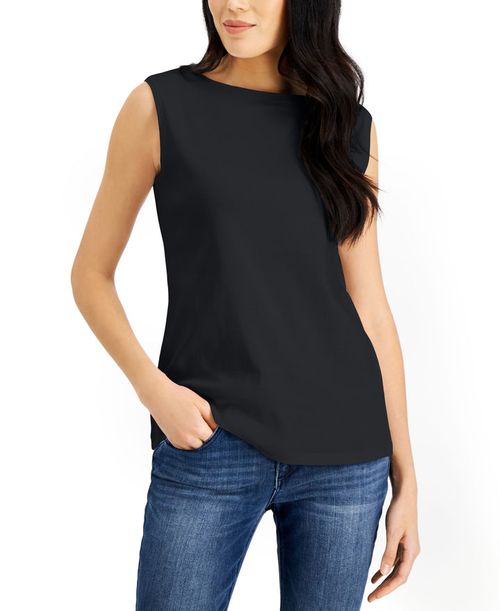 Karen Scott Petite Boat Neck Tank Top