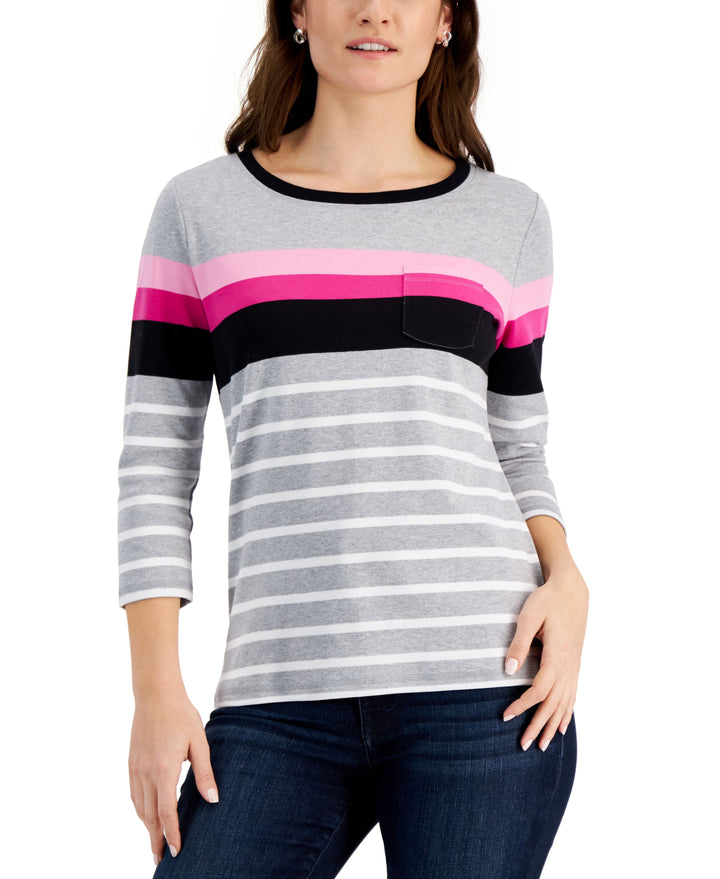 Karen Scott Rose Striped Top
