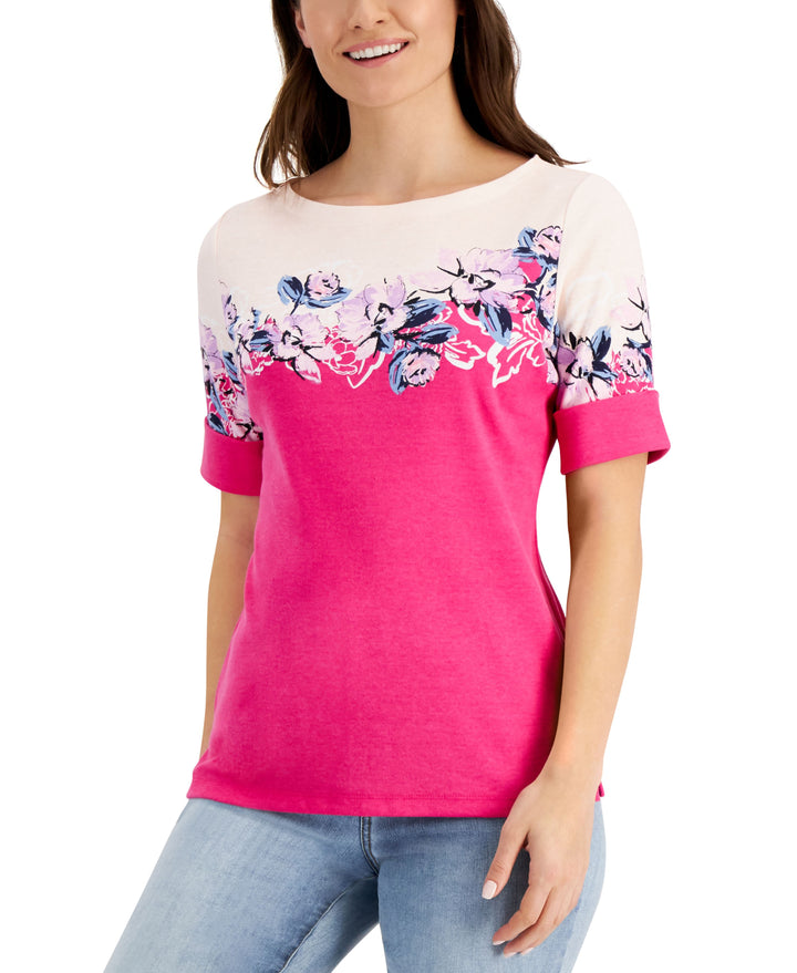 Karen Scott Petite Floral Print Top
