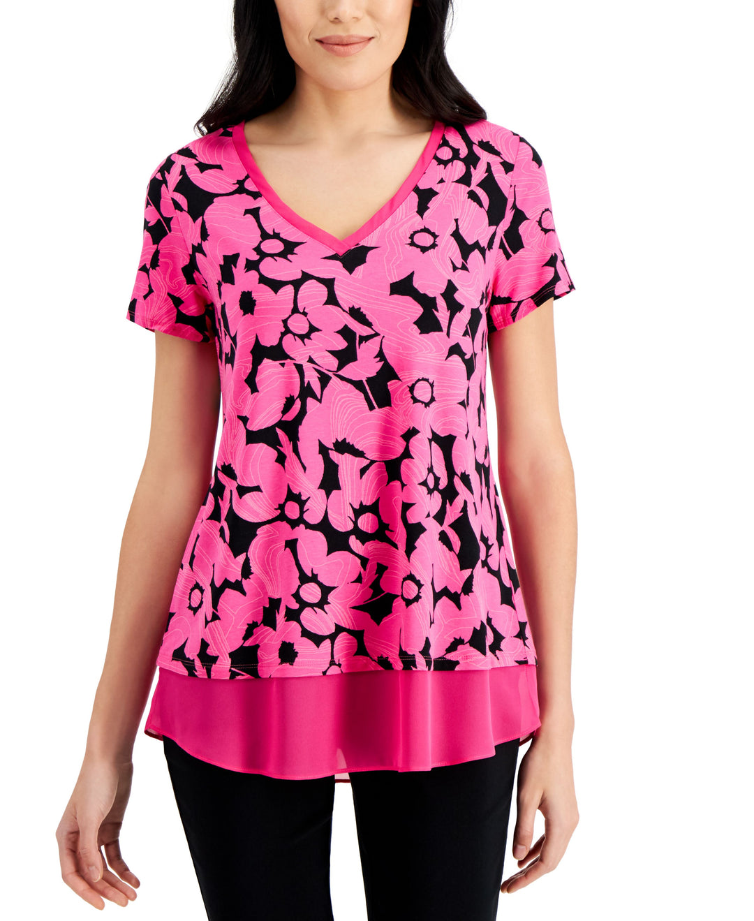 JM Collection Printed Layered-Look Tunic