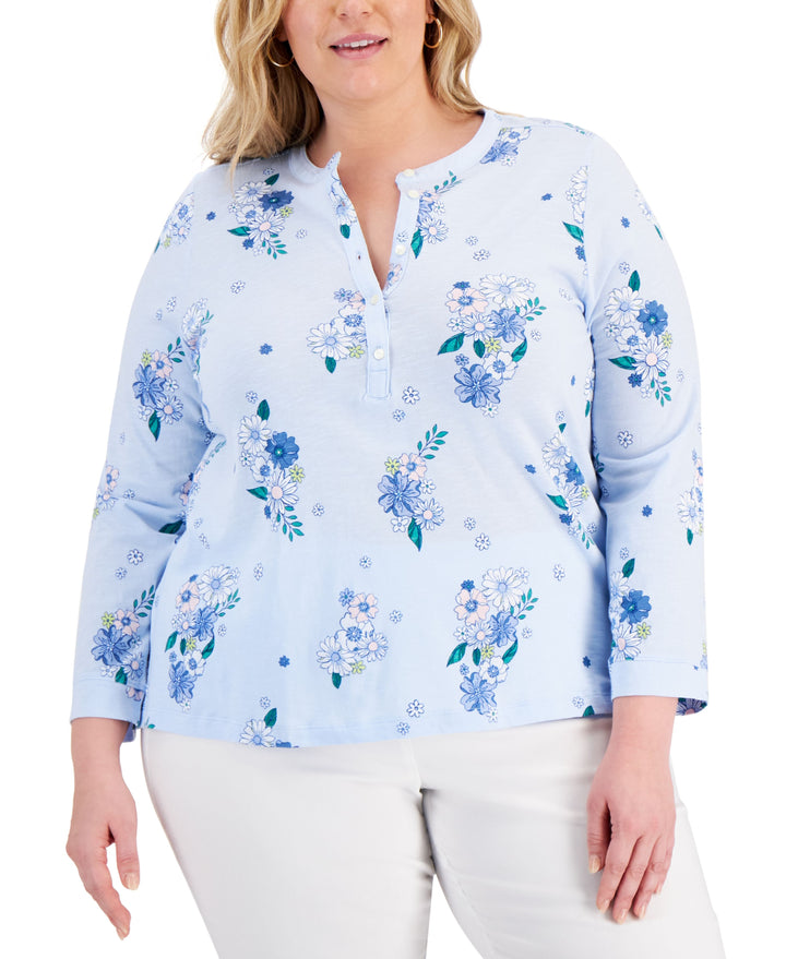 Style & Co Plus Size Knit Henley Top