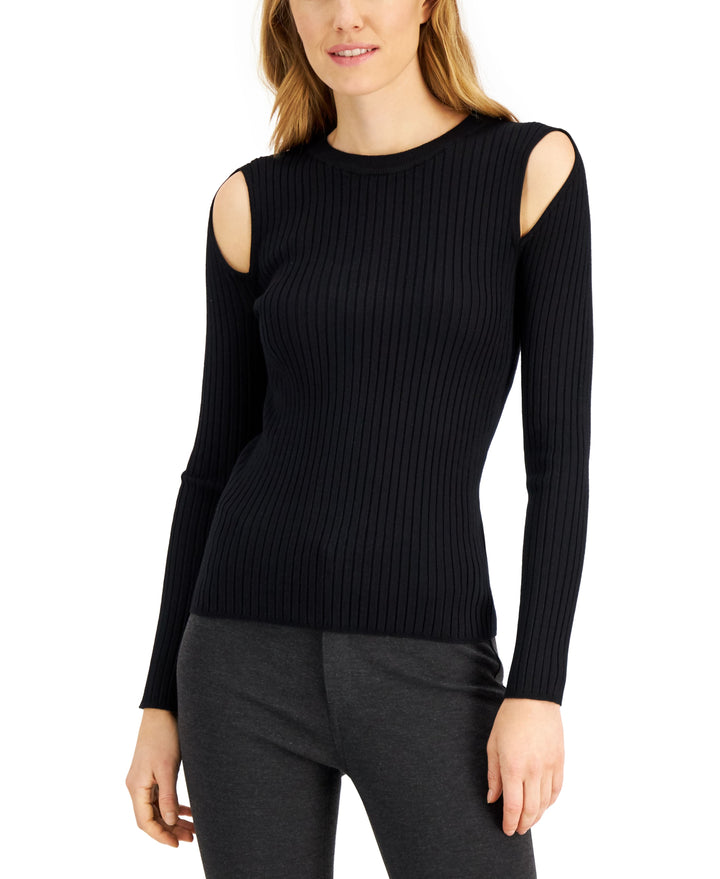 INC International Concepts Shoulder Cutout Ribbed Top