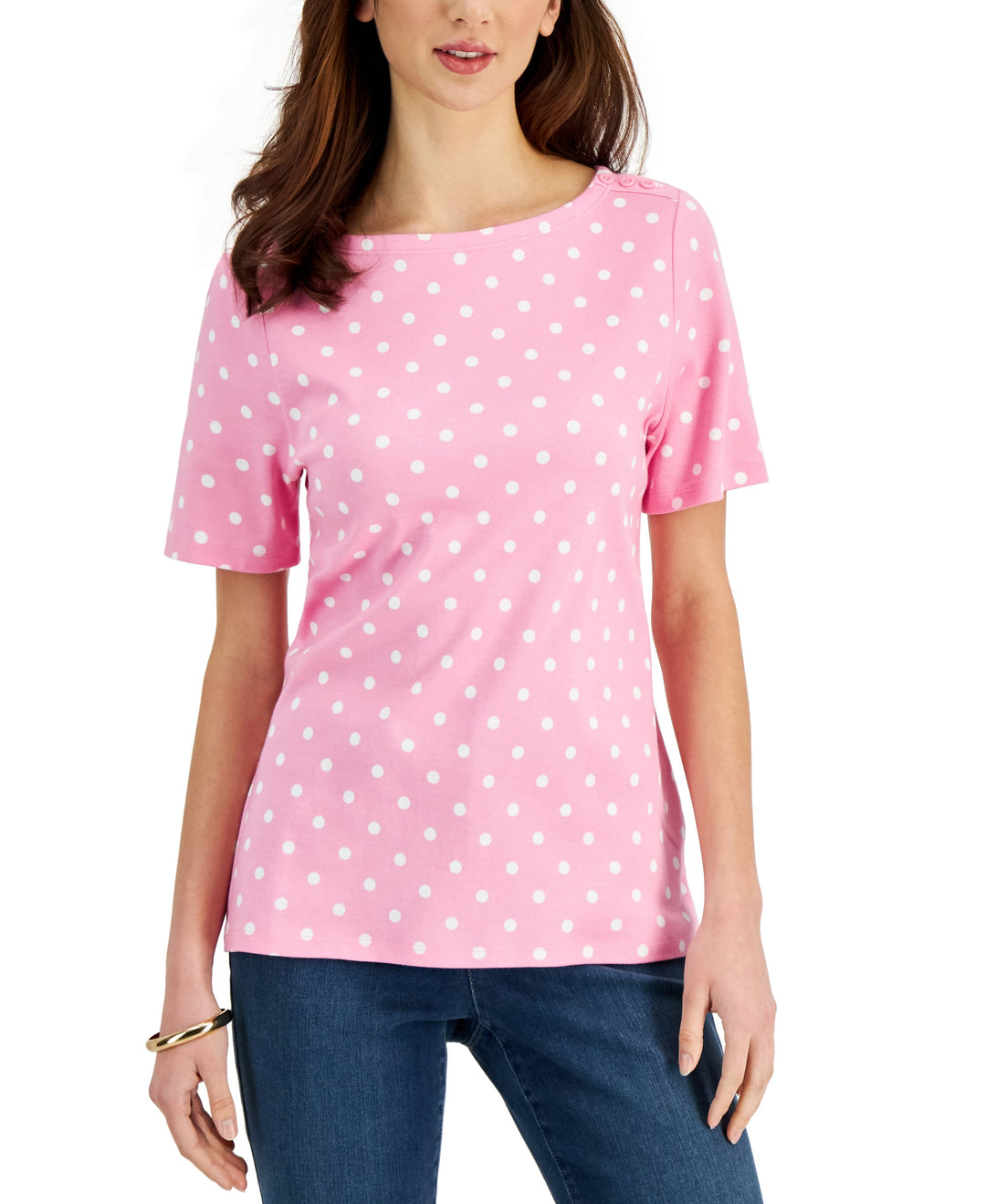 Charter Club Cotton Dot Print Top