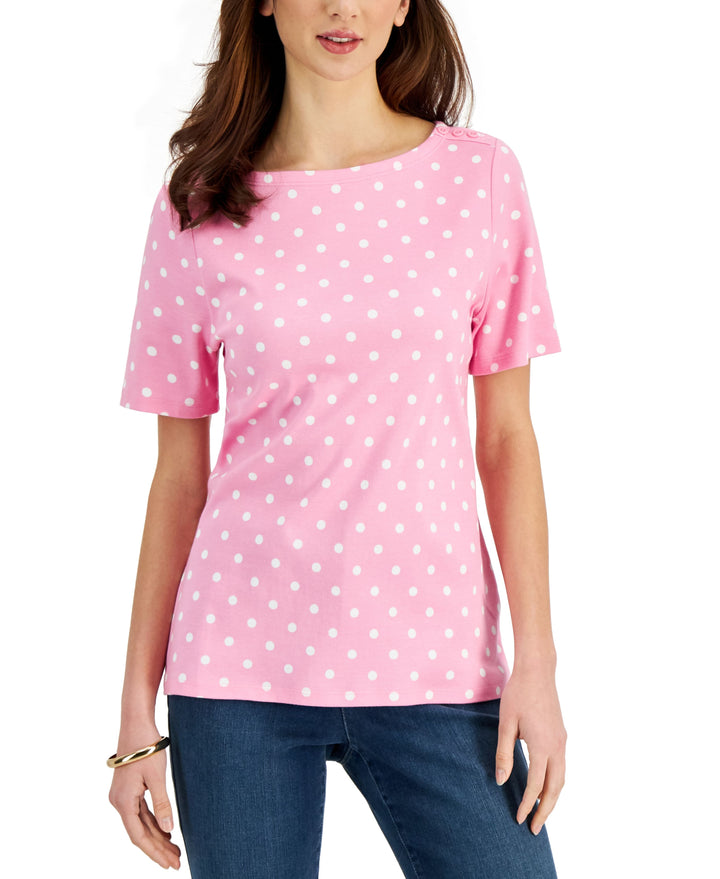 Charter Club Cotton Dot Print Top