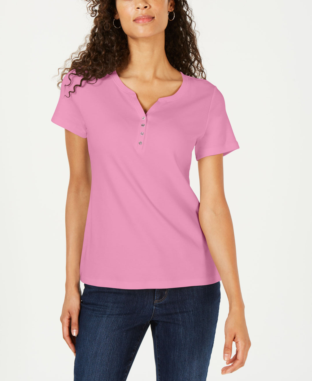 Karen Scott Petite Cotton Henley Top