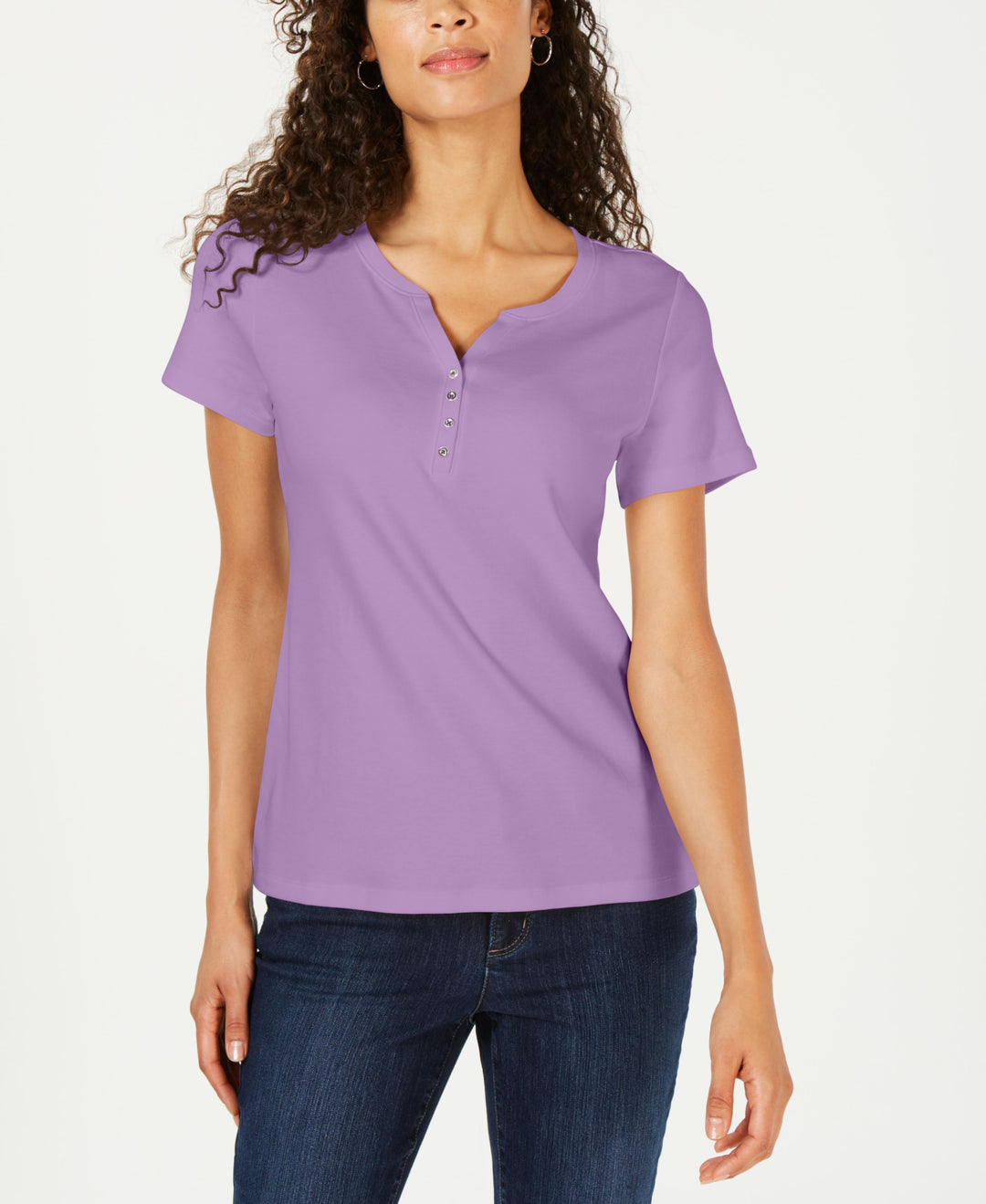 Karen Scott Petite Cotton Henley Top