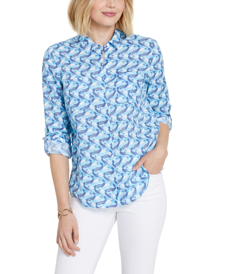 Charter Club Linen Printed Shirt