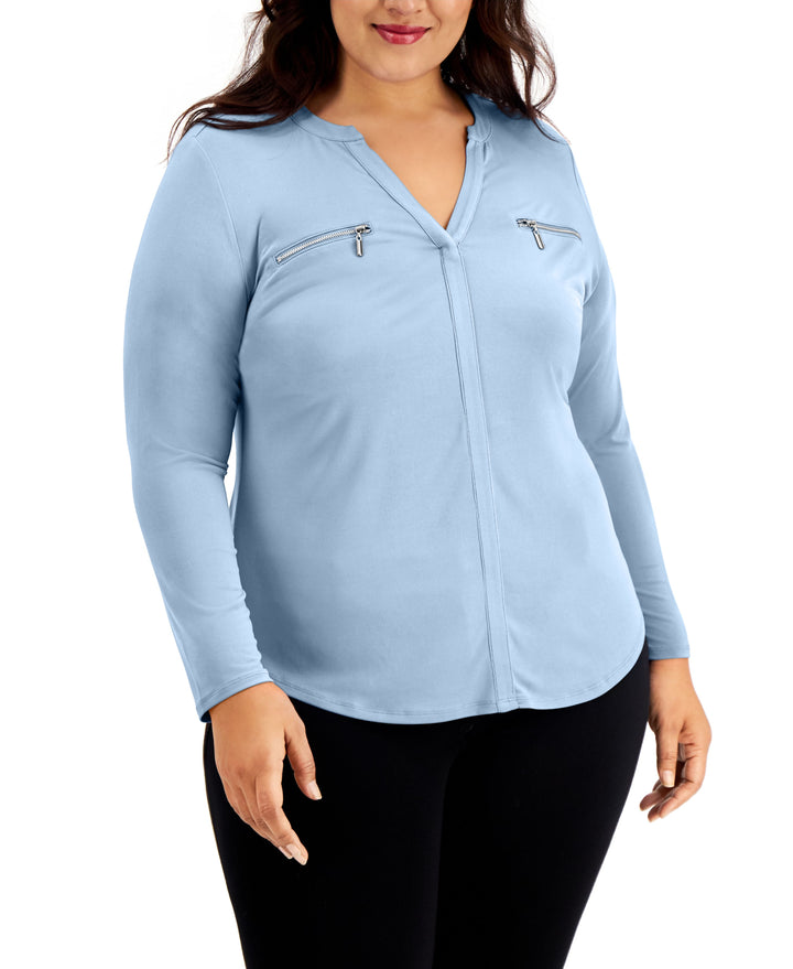 Plus Size Zip-Pocket Top