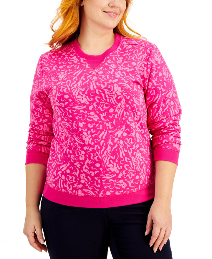 Karen Scott Plus Size Wild Marks Fleece Sweatshirt