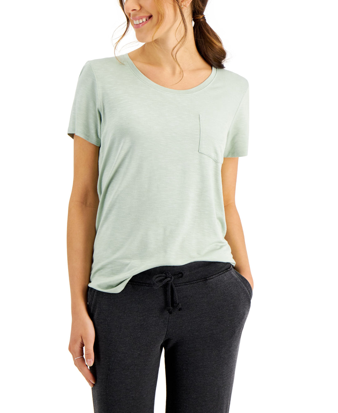 Style & Co Draped One Pocket T-Shirt