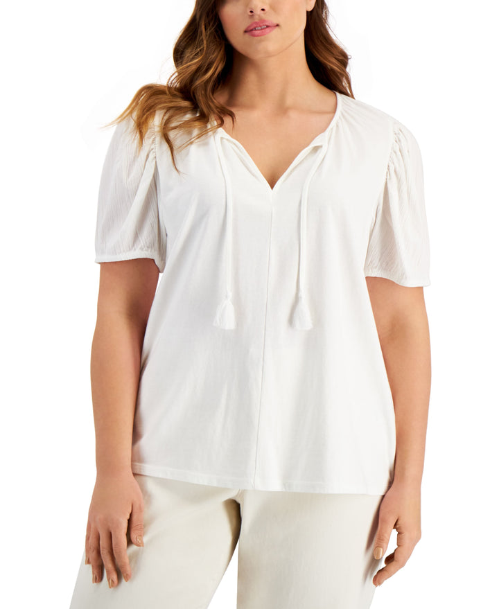 Style & Co Plus Size Tie Neck Top