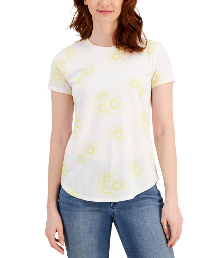 Style & Co Petite Sunflower Fields Burnout T-Shirt