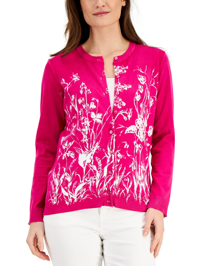 Karen Scott Petite Grow With Love Printed Cardigan