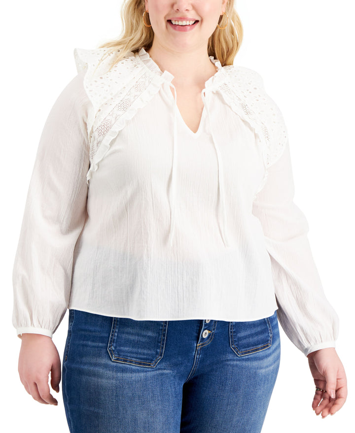 INC International Concepts Plus Size Tie Neck Blouse