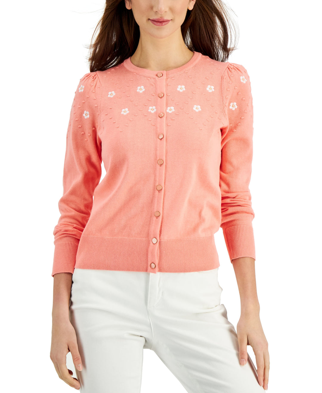 Charter Club Embroidered Yoke Cardigan