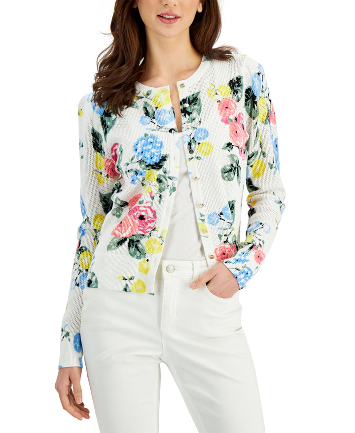 Charter Club Floral Button Front Cardigan