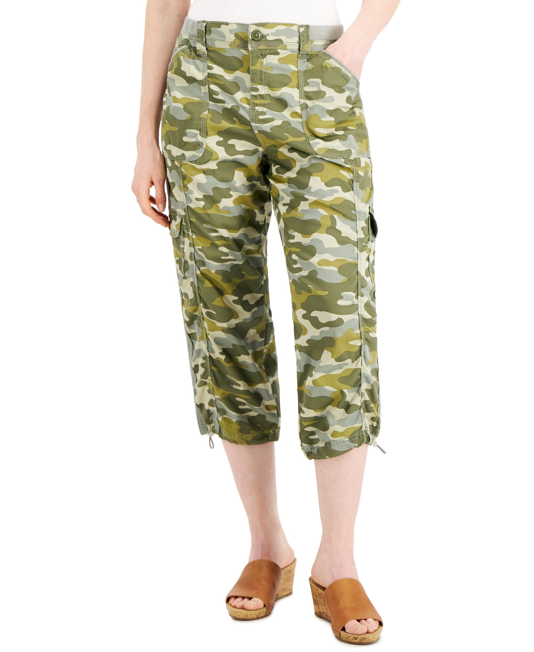 Style & Co Petite Printed Bungee Capri Pants
