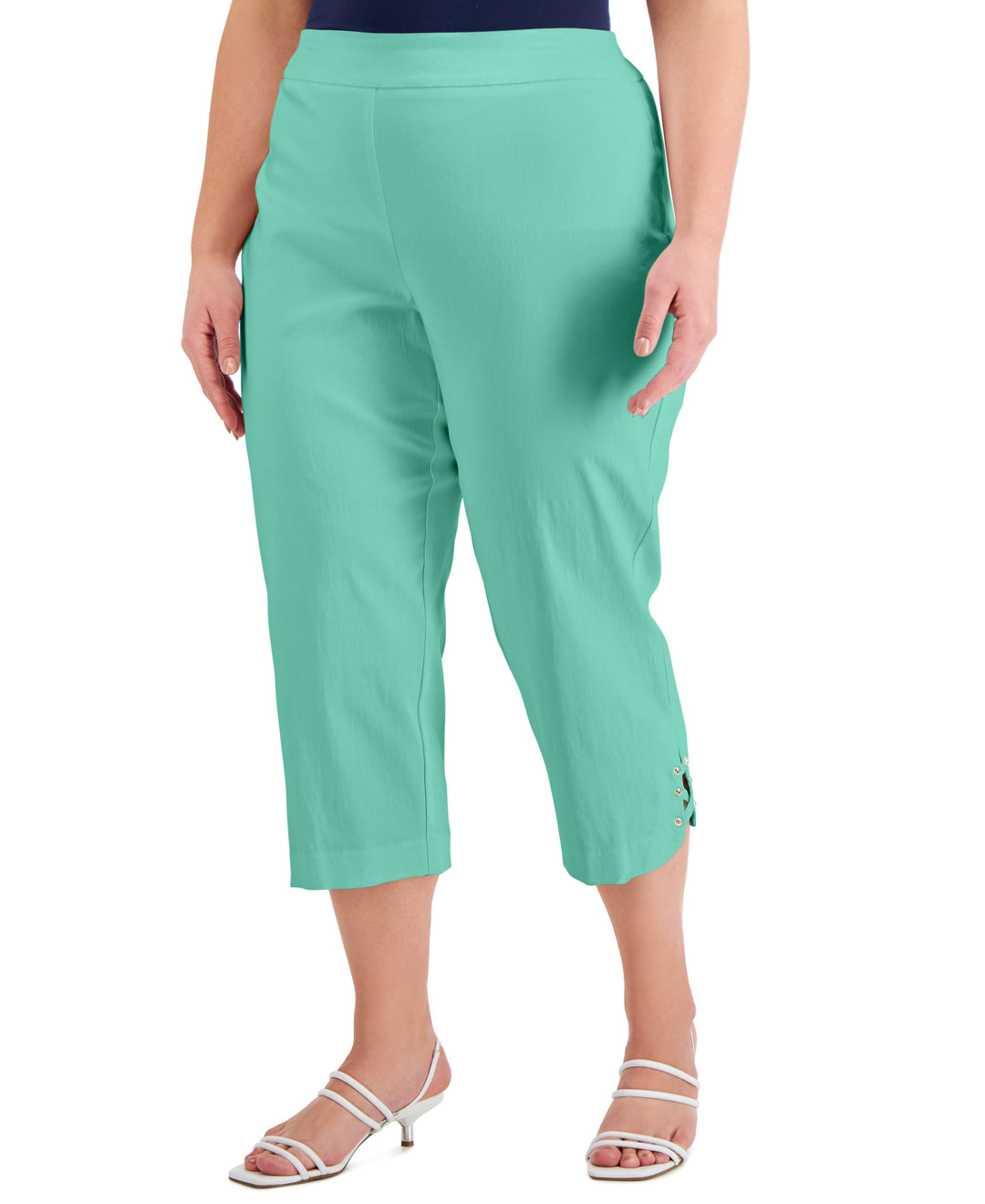 JM Collection Plus Size Lattice Hem Capri Pants