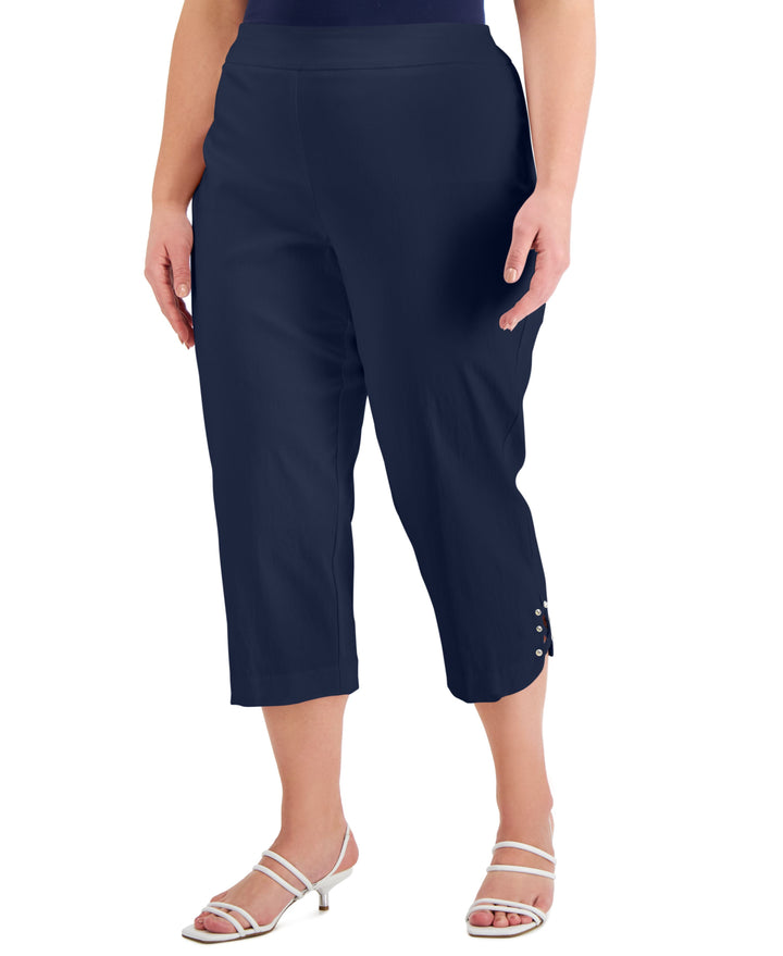 JM Collection Plus Size Lattice Hem Capri Pants