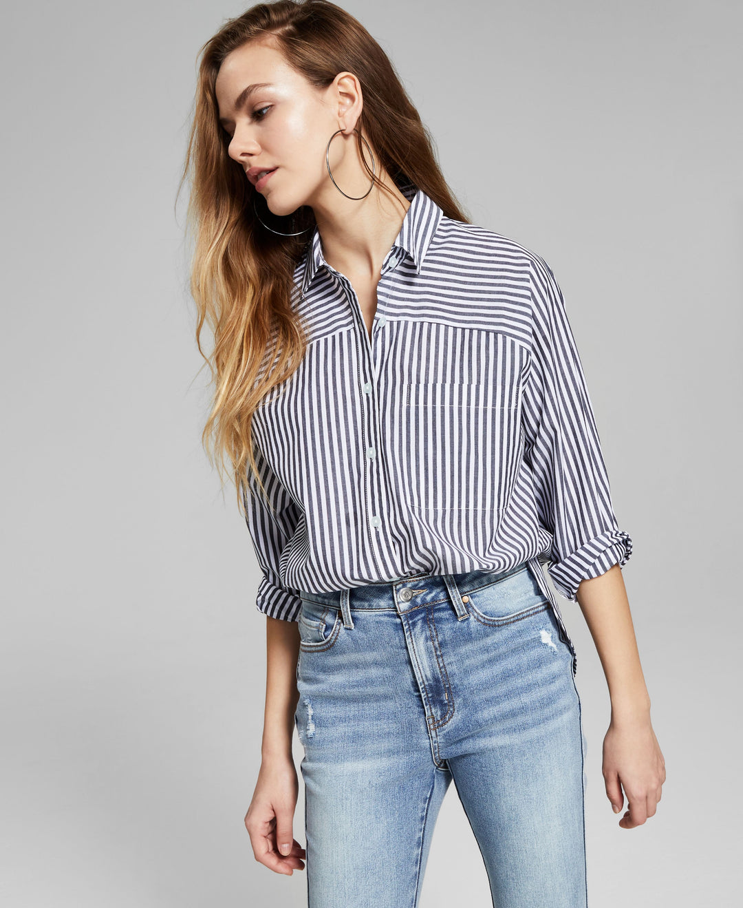 Now This Womens Cotton Striped Shirt