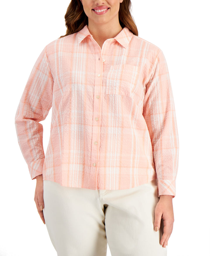 Style & Co Plus Size Plaid Boyfriend Shirt